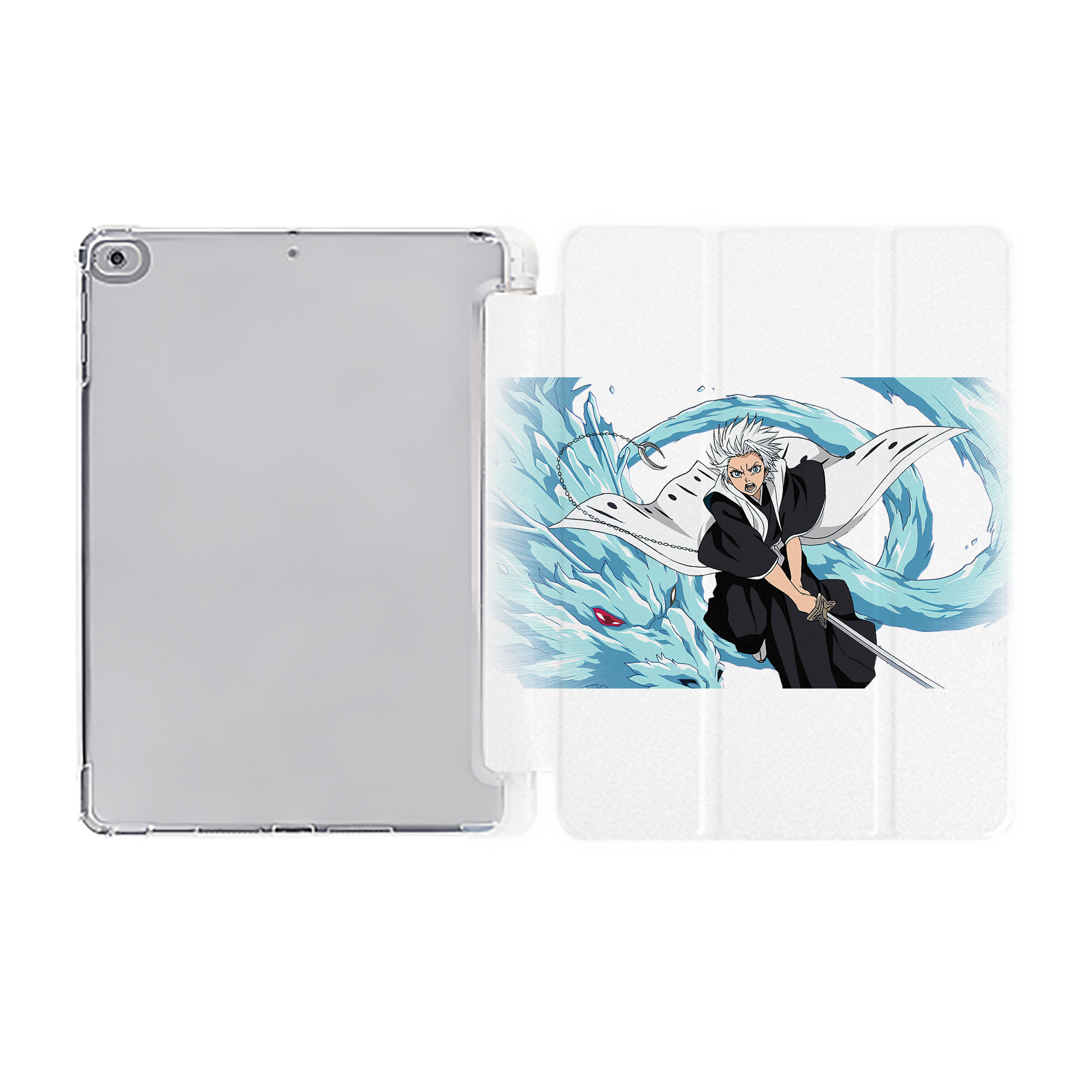 （画像用） ブリーチ 日番谷冬獅郎（ひつがや とうしろう） BLEACH Hitsugaya Toushirou IPad ケース ペン収納付き 三つ折りスタンド PUレザー×シリコン 対応機種9.5/10.5/10.9インチ